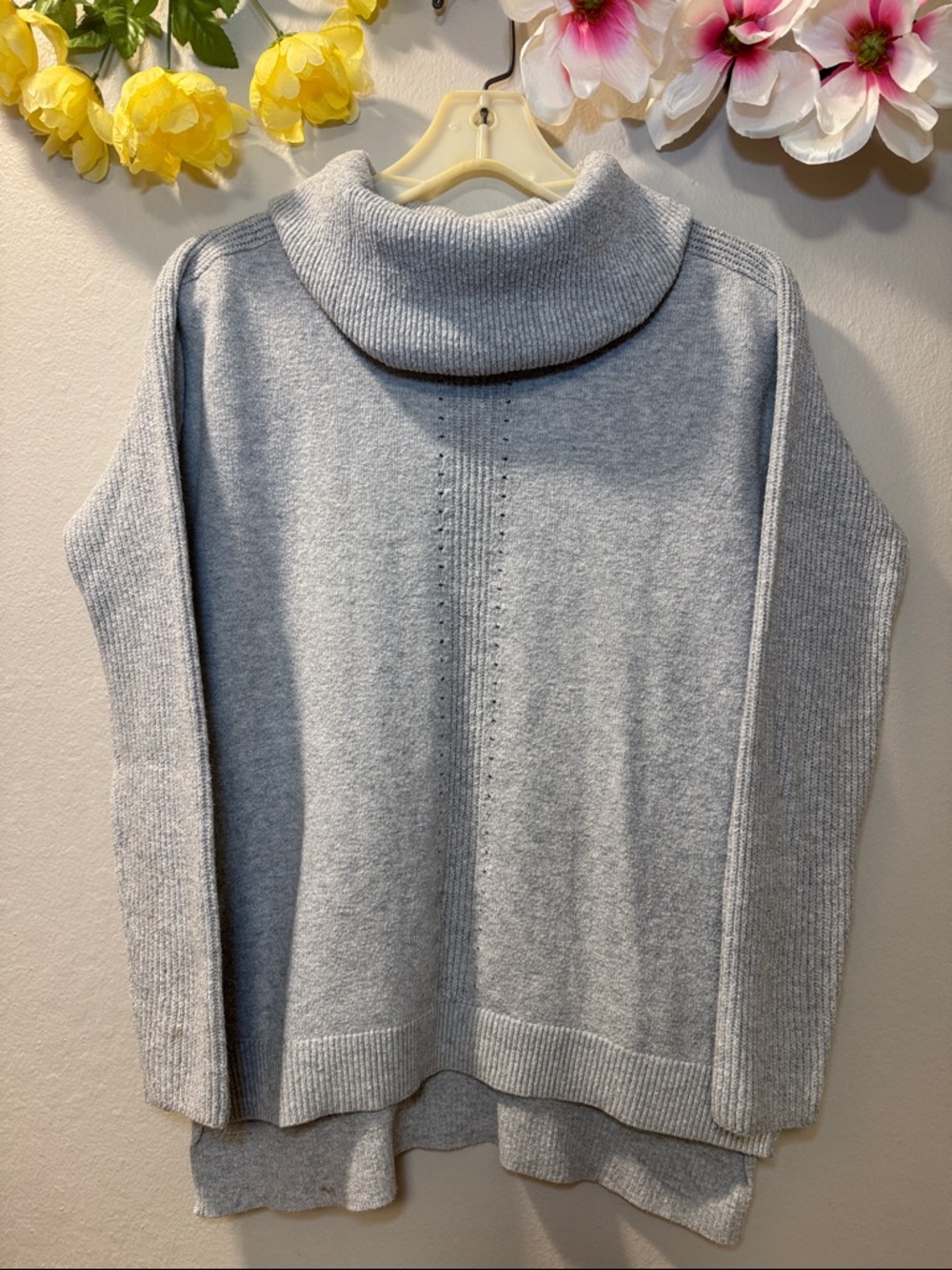 Light Gray Cowl Neck Tunic Sweater